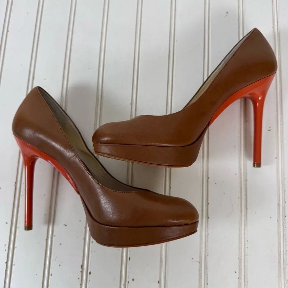 Michael Kors Rochelle Pump‎ Women's Size 10M Barley Brown Leather Heels Shoes